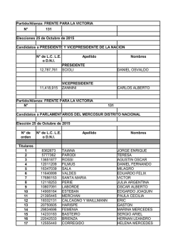 Partido/Alianza: FRENTE PARA LA VICTORIA N&deg; 131 Elecciones 25