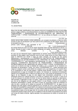 PAGARE PAGARE No. CEDULA No. A CARGO