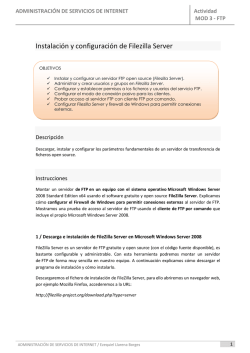 Configuraci&oacute;n del servidor FTP Filezilla Server