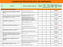 AVANCE DE PROYECTOS 2015, NO RUTINARIOS