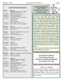 March 1, 2015 - Our Lady of Assumption