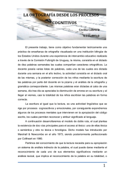 la ortograf&iacute;a desde los procesos cognitivos
