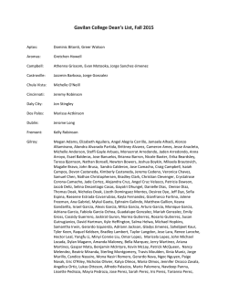 Gavilan College Dean`s List, Fall 2015