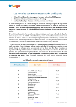 Los hoteles con mejor reputaci&oacute;n de Espa&ntilde;a