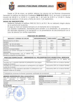 ABONO PISCINAS VERANO 2015