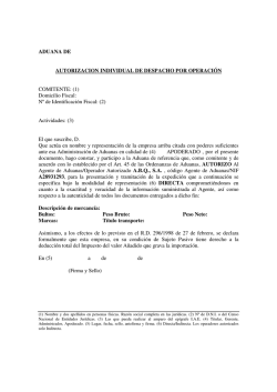 Autorizaci&oacute;n de despacho por operaci&oacute;n