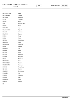 COLLEGE DE LA SAINTE FAMILLE FANAR
