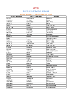 Lista alumnos que presentan a las 9 horas