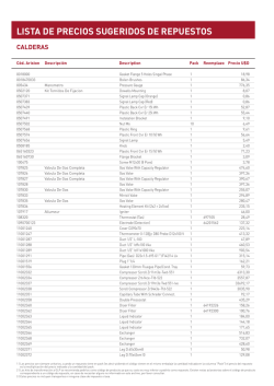 LISTA DE PRECIOS SUGERIDOS DE REPUESTOS