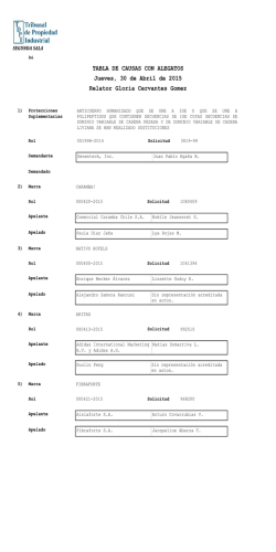 TABLA DE CAUSAS CON ALEGATOS Jueves, 30 de Abril de 2015