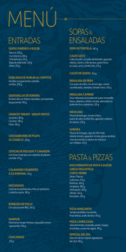 ENTRADAS SOPAS ENSALADAS PASTA PIZZAS