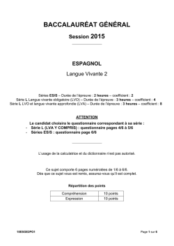 Sujet du bac S-ES-L Espagnol LV2 2015 - Polyn&eacute;sie