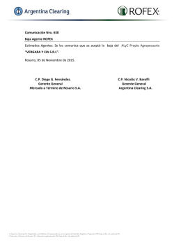 Comunicaci&oacute;n N&ordm; 638 - 05/11/2015 Baja Agente ROFEX