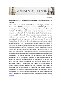 PDVSA Y POSCO E&C FIRMAN CONTRATO PARA CONSTRUIR