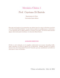 Mec&aacute;nica Cl&aacute;sica 1 Prof. Cayetano Di Bartolo