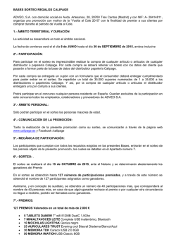 BASES SORTEO REGALOS CALIPAGE ADVEO, S.A. con domicilio