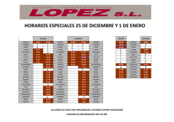 HORARIOS 25 DICIEMBRE Y 1 DE ENERO