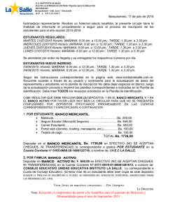 1 TOTAL Bs. 1738,00 Nota: Recuerde el compromiso de asistir a la