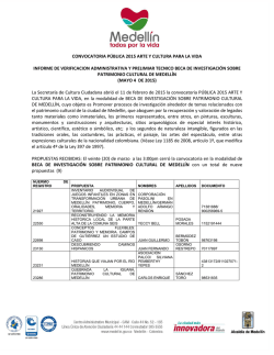 convocatoria p&uacute;blica 2015 arte y cultura para la vida informe de