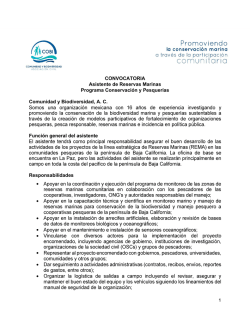 CONVOCATORIA Asistente de Reservas Marinas Programa