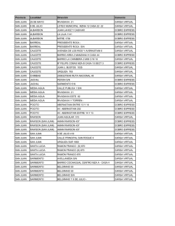 Provincia Localidad Direcci&oacute;n Comercio SAN JUAN 25 DE