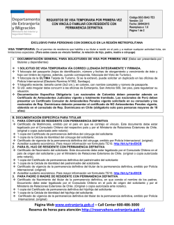 Requisitos - Departamento de Extranjer&iacute;a y Migraci&oacute;n