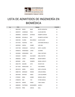 lista de admitidos de ingenier&iacute;a en biom&eacute;dica