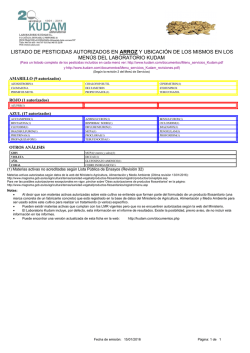 LISTADO DE PESTICIDAS AUTORIZADOS EN ARROZ Y