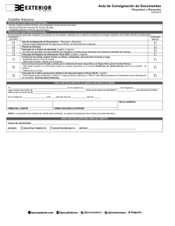 Acta de Consignaci&oacute;n de Documentos Cr&eacute;dito