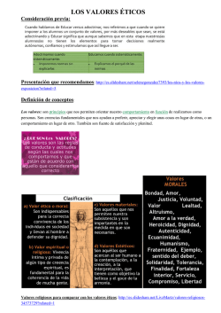 Valores Eticos. Presentaci&oacute;n