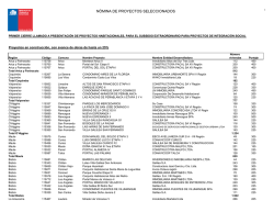 N&Oacute;MINA DE PROYECTOS SELECCIONADOS