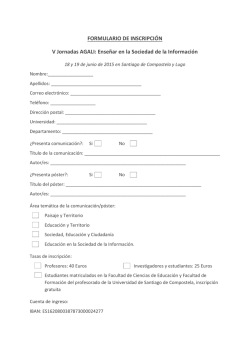 FORMULARIO DE INSCRIPCI&Oacute;N V Jornadas AGALI: Ense&ntilde;ar en la
