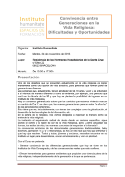 Convivencia entre Generaciones en la Vida Religiosa