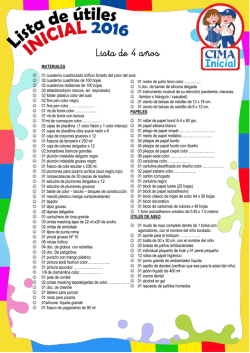 Lista de &Uacute;tiles Inicial &ndash; 4 a&ntilde;os 2015
