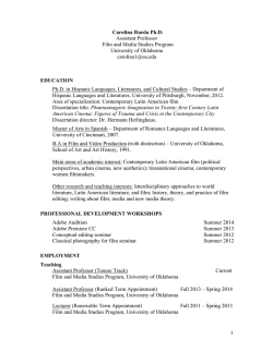 1 Carolina Rueda Ph.D. Assistant Professor Film and Media Studies