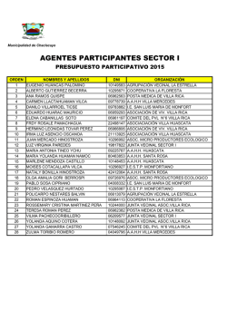 AGENTES PARTICIPANTES SECTOR I