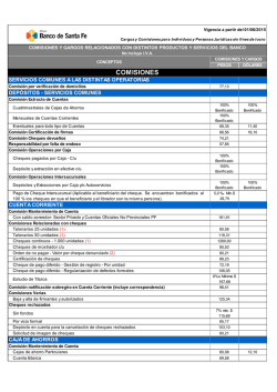 Cargos y Comisiones para Individuos y Personas Jur&iacute;dicas sin fines