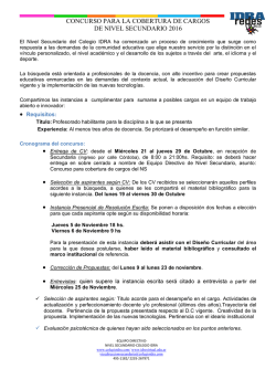 CONCURSO PARA LA COBERTURA DE CARGOS DE NIVEL SECUNDARIO 2016