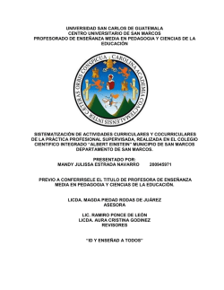 ssistematizaci&oacute;n de actividades curriculares y cocurriculares de la