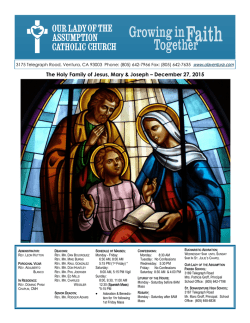 The Holy Family of Jesus, Mary & Joseph &ndash; December 27, 2015