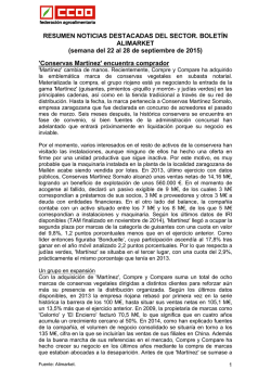 RESUMEN NOTICIAS DESTACADAS DEL SECTOR