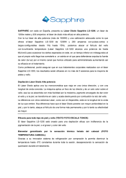 SAPPHIRE con sede en Espa&ntilde;a, presenta su L&aacute;ser Diodo Sapphire