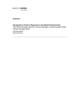 Introduction to Panel 3: Responses to the Global Financial Crisis