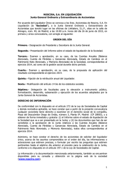 1 NOSCIRA, S.A. EN LIQUIDACI&Oacute;N Junta General Ordinaria y