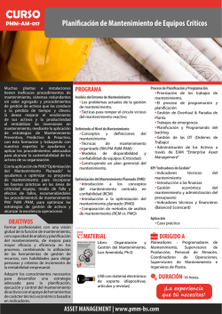 Planificaci&oacute;n de Mantenimiento de Equipos Cr&iacute;ticos