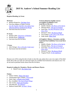 2015 St. Andrew`s School Summer Reading List