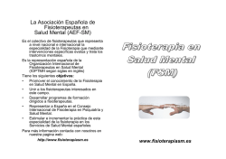 Octubre 2012. Folleto informativo sobre Fisioterapia en Salud Mental