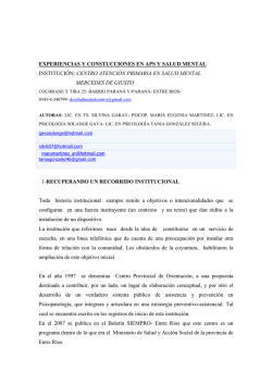 Experiencias y Construcciones en APS y salud mental