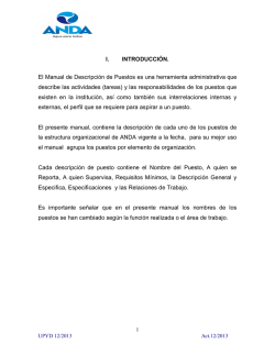 I. INTRODUCCI&Oacute;N. El Manual de Descripci&oacute;n de Puestos es