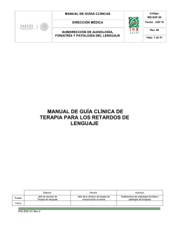 manual de gu&iacute;a cl&iacute;nica de terapia para los retardos de lenguaje